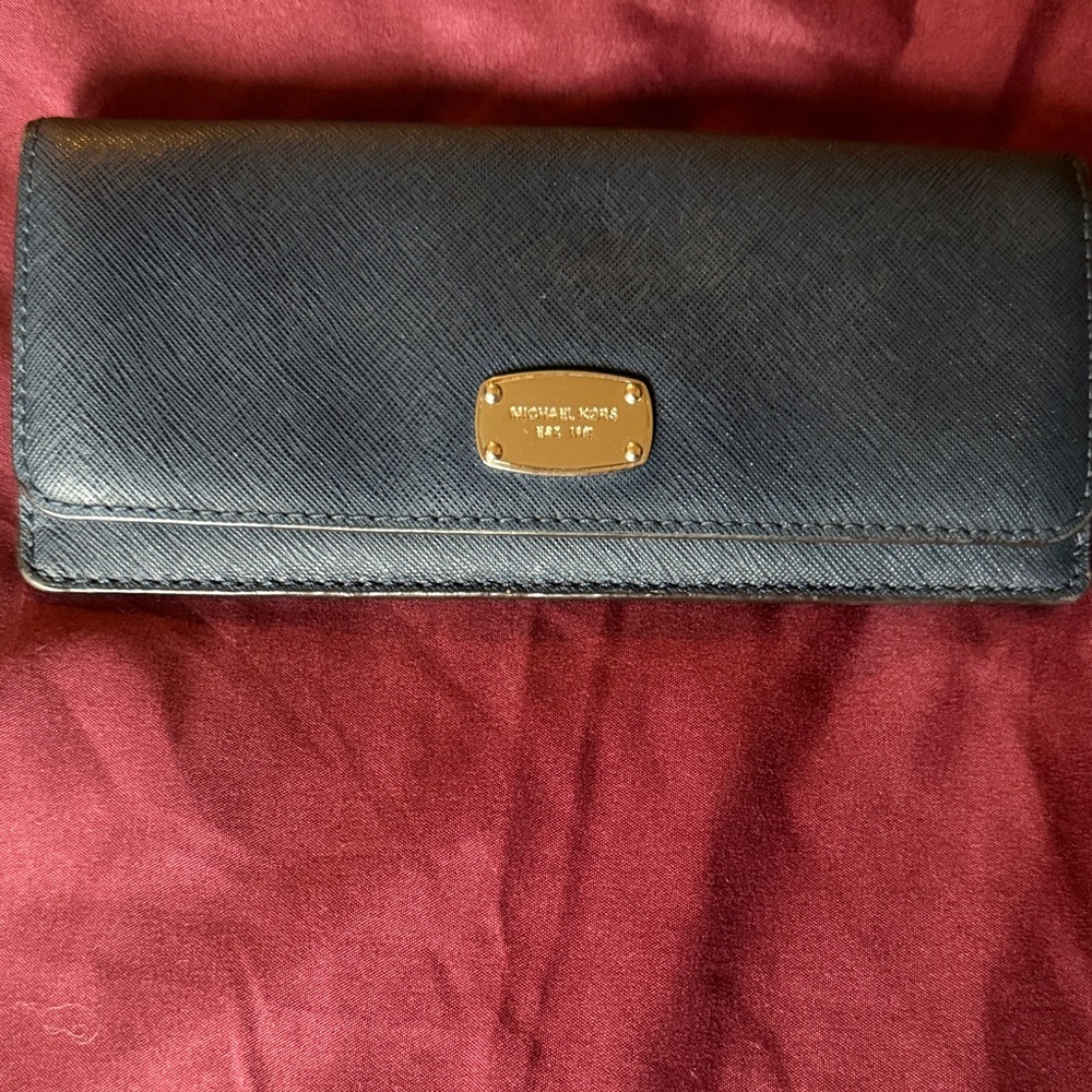 Michael Kors Navy blue Wallet with silver plate